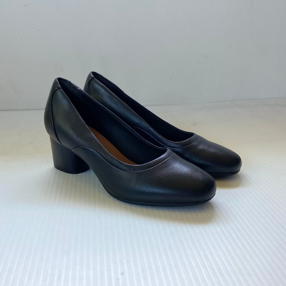 Clarks Unstructured Un Cosmo Step Black Leather Heels Pumps Womens 7M